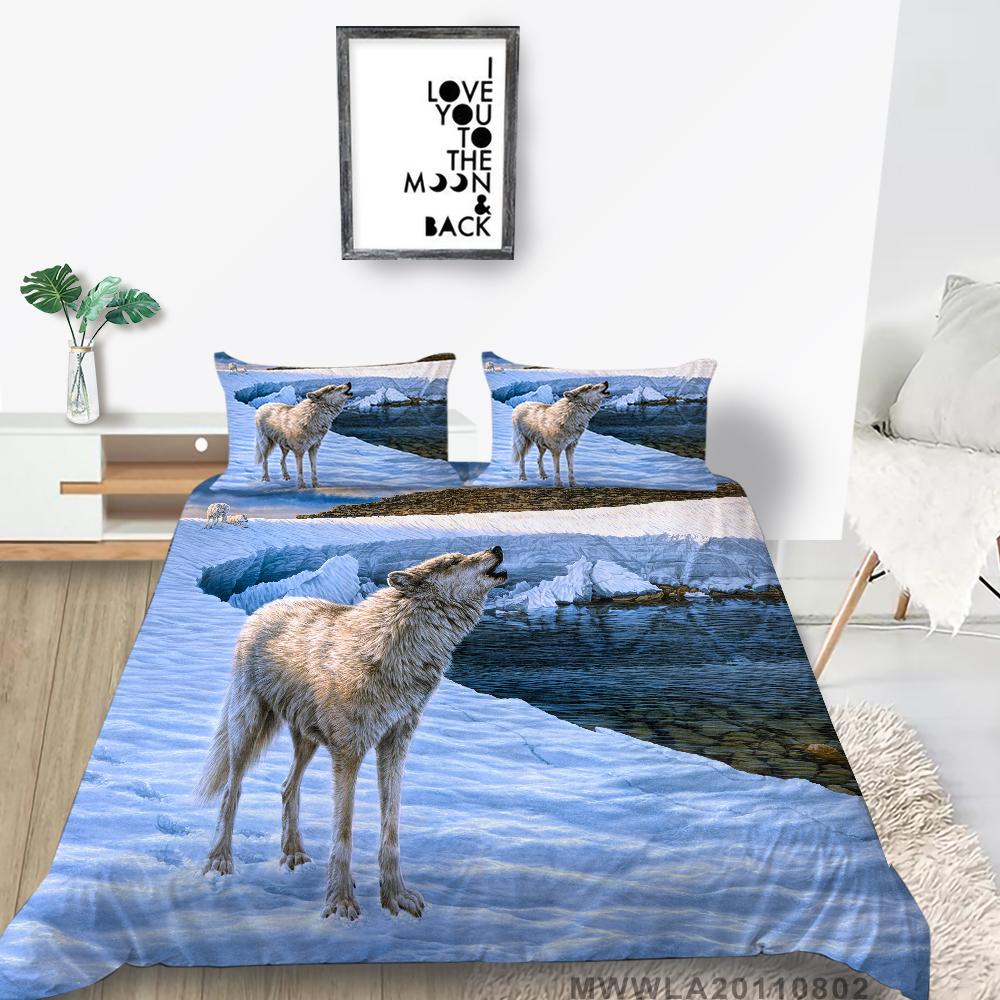 Duvet Cover Set with Pillowcase Wolf Painting Luxury Home Bed Clothes Unique Design Cool Bedding Cover Suit Fashionable