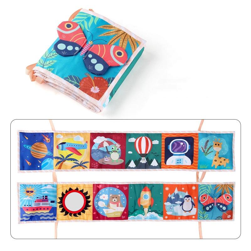 Baby Unisex Cloth Book Educational Cognitive Shape Animal Bedside Crib Hanging