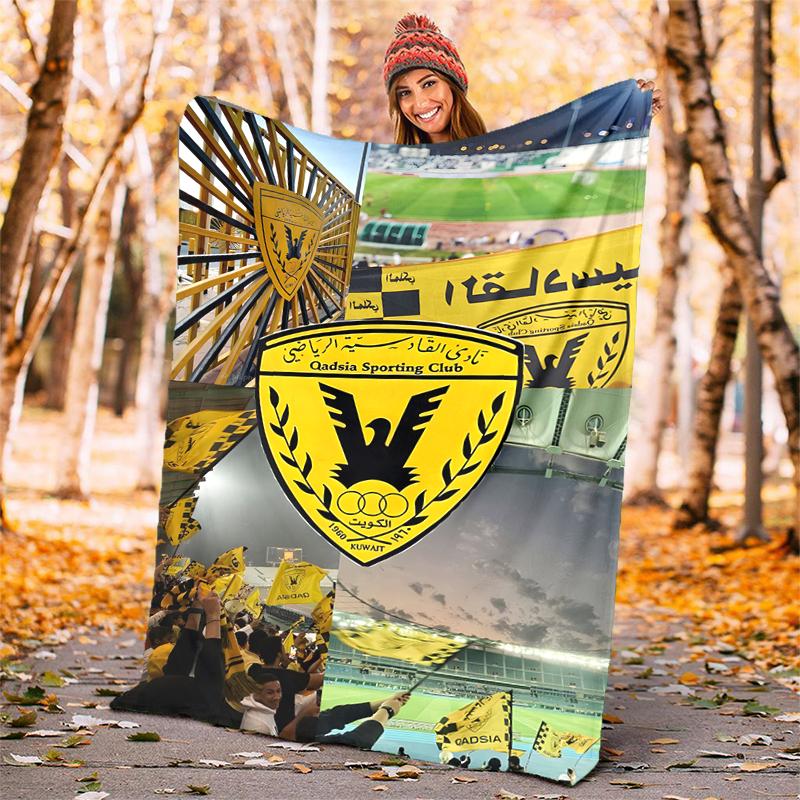 Qadsia Sporting Club Flannel Blanket Soft All-Season Throw, Design for Camping, Car Travel, Hiking Sofa, Bed, Office Perfect Gift for Parties