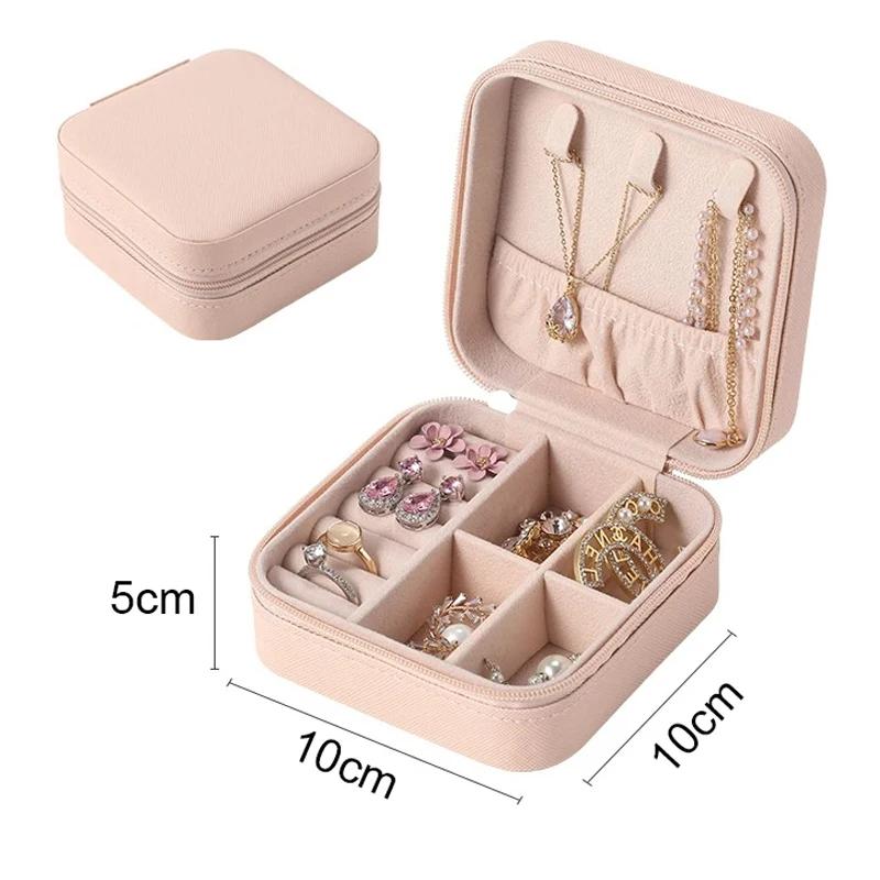 

1pcs Portable Jewelry Storage Box Home Travel Earrings Necklace Ring Jewelry Box Mini Layered Jewelry Display Case