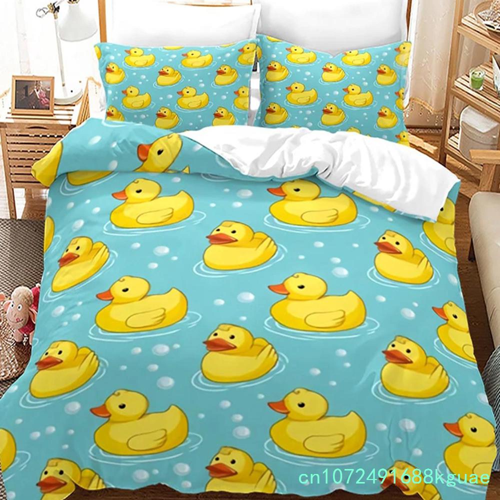 Yellow Duck Bedding Set Single Twin Full Queen King Size Little Duck Bed Set Aldult Kid Bedroom Duvetcover Sets 3D Print
