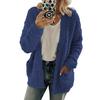 Damen Pullover Mantel Langarm Kragenlos Strickjacke mit Taschen Locker Geschnitten Uni