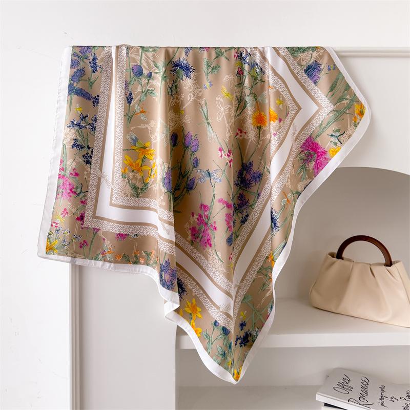 Leopard Print Scarf, Foreign Style Silk Scarf, Wind Square Scarf, Women'S Multi-Purpose Small Scarf Season 70X70Cm