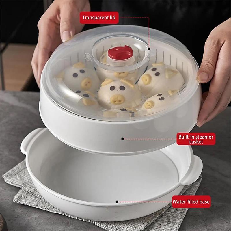 New Food Grade PP Microwave Steamer With Lid Tray Multifunctional Cookware For Rice Egg Vegetable Dumpling Cooking