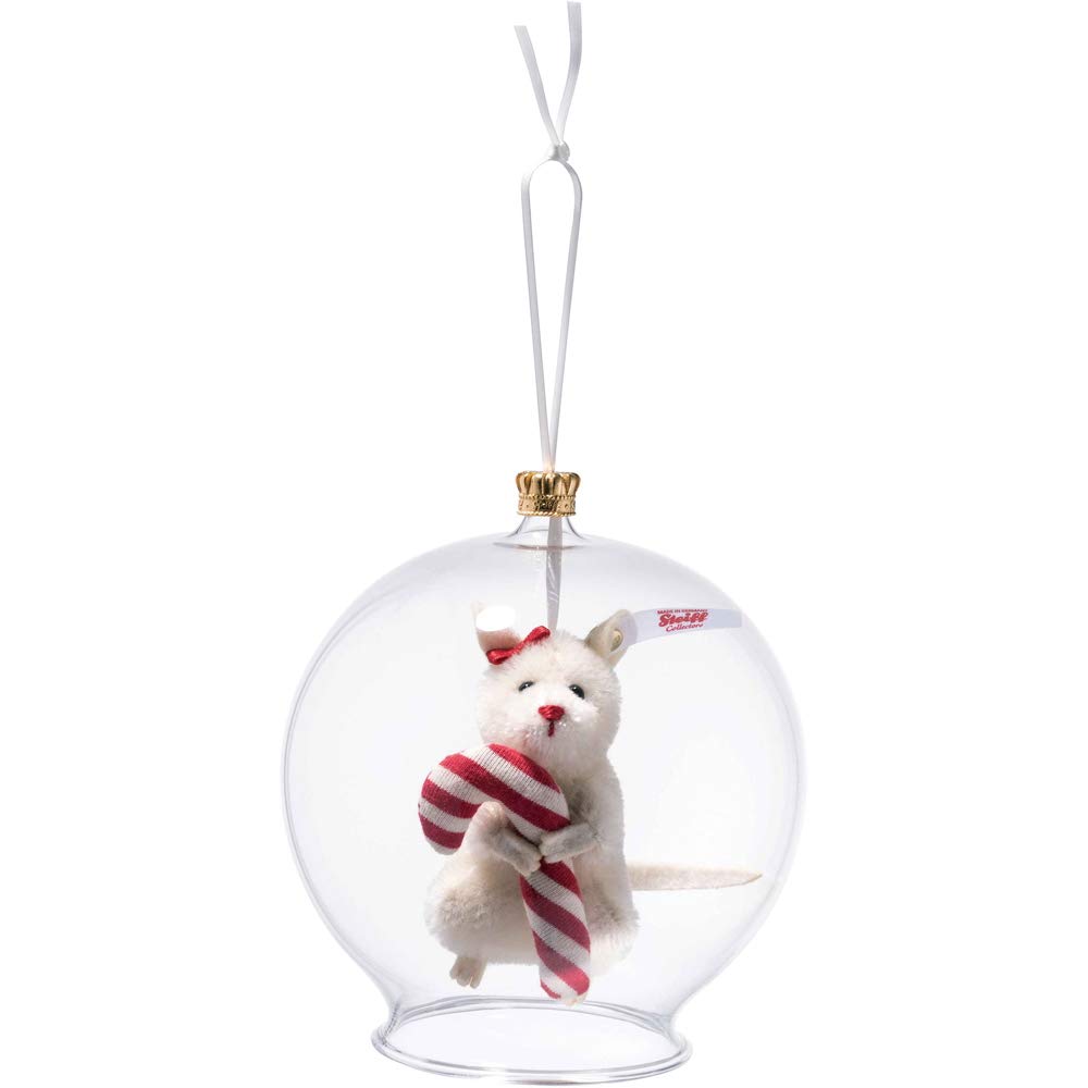 

Steiff 3006296 Candy Cane Mouse in Glass 8 white Ball, cm,