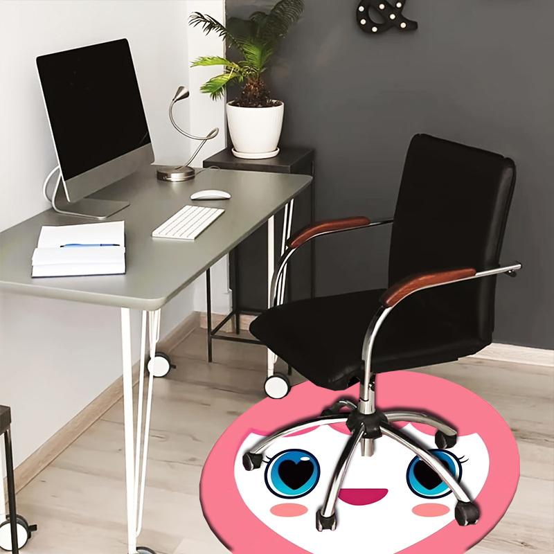 

1pc Heart-shaped character with pink hair and blue eyes. Round carpet, Made of Polyester,Perfect for Decorating Office Chairs, Living Rooms,fplt310 80cm by 80cm