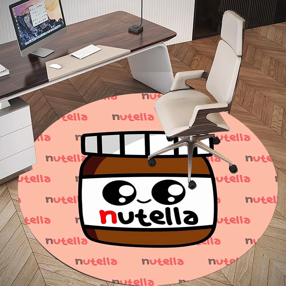 1pc Nutella Round Chair mat Area Rug - Non-Slip, Floor Mat for Office, Bedroom, home decor Christmas Gift p0811209