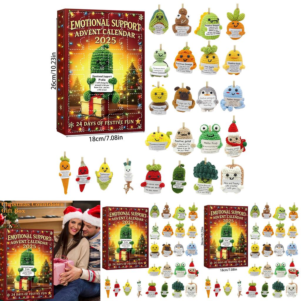 Christmas Emotional Support Advent Calendar With Cartoon Acrylic Decorations For Gift Giving