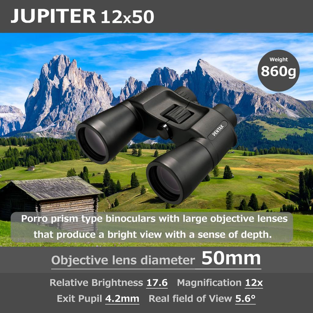 Pentax Jupiter 12x50 Binocular Large Aperture Porro Prism Black