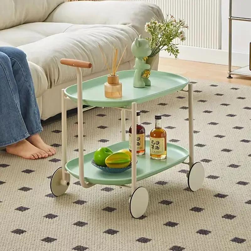 Nordic Coffee Tables Home Furniture Mobile Living Room Tv Stands Sofa Side Table Storage Carts Creative 2 Deck Tea Tables Mesas