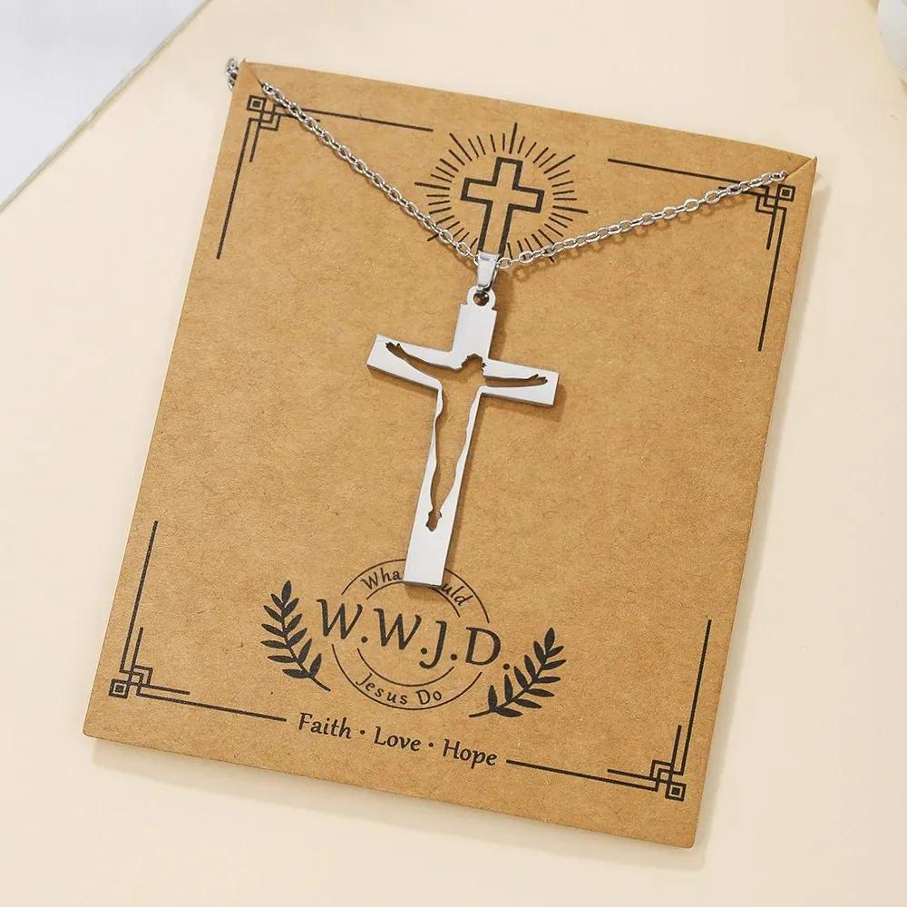 Stainless Steel Christian Tree Cross Necklace for Women Men Pendant Necklaces Retro Religion Jewelry Gift New Design Bijoux
