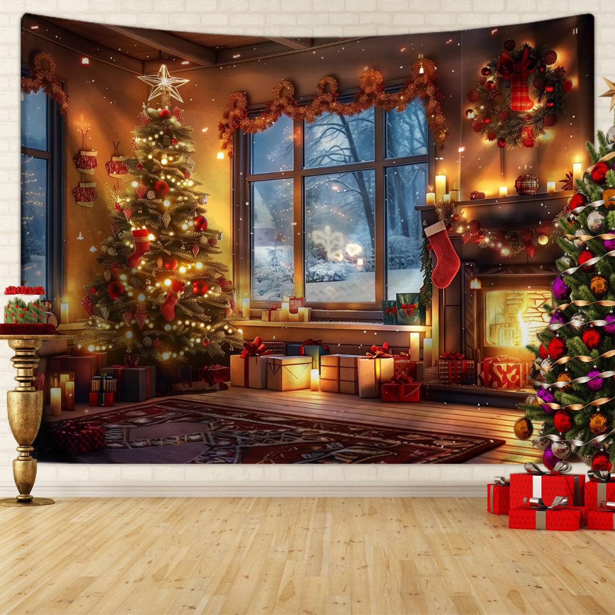 

Зимнее утро Олень Рождественская елка Настенный гобелен Рождественская настенная подвесная елка Настенная подвесная елка Великолепная рождественская елка Камин Подарки 230x175cm