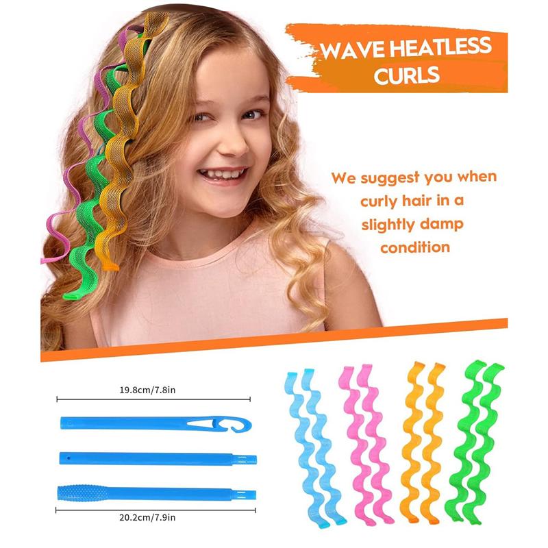 AEE4-40 Pieces Heatless Waves Hair Curler, No Heat Damage Wavy Hair Curlers With 2 Sets Of Styling Hooks, Heatless Curls