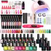 27 Colors Gel Polish Set, Nail Art Tools Kit with Builder Gel, Rhinestones, Stickers, Nail Tips, LED Lamp & Drill Machine