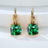 Rainbow Zircon Hoop Earrings Multicolor Crystal Square Stone Earrings Vintage Gold Color Wedding Earrings for Women Party