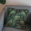 2D Green Birds & Gold Scrolls Patterned Pillow Pattern Cushion Cover Suitable For Sofa Bedroom Car Pillow Cover