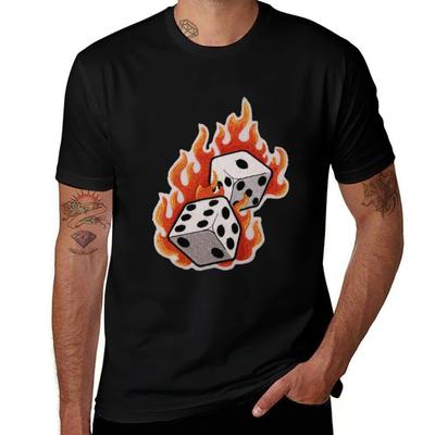 Craps Dice On Fire Burning Dice Sticker Tshirt Essential Solid Color Tshirt