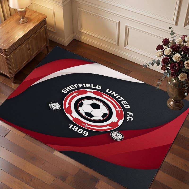 Sheffield United Football Print Crystal Velvet Rug, Comfortable Water Absorbent Non Slip Indoor Floor Carpet