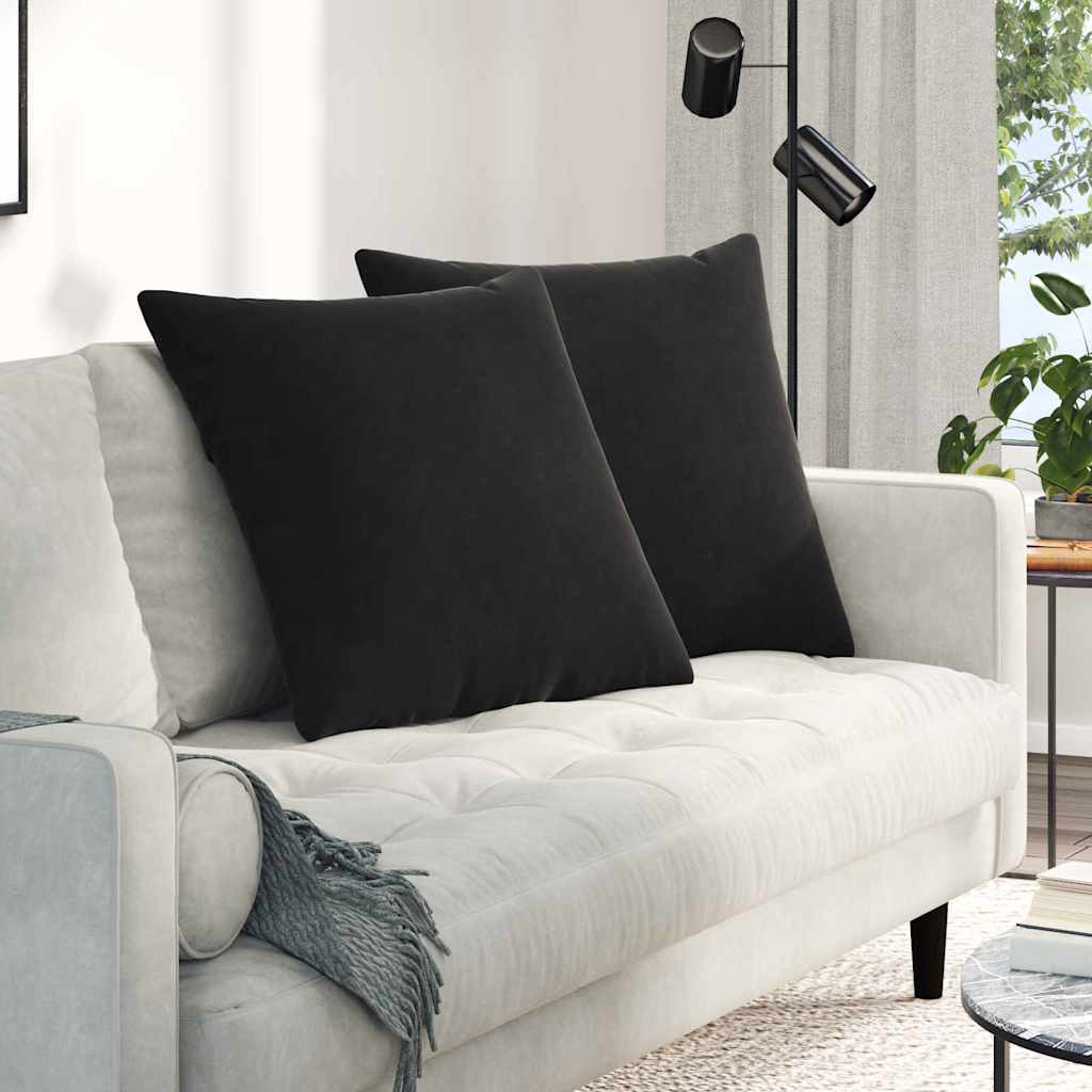 Sofa Cushions 2 pcs Black 60 x 60 cm Cord Fabric