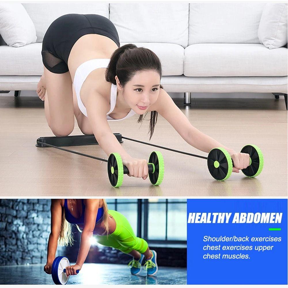 Resistance Bands Ab Roller Knee Mat Waist Slimming Device Abdominal Wheel  Fitness Training