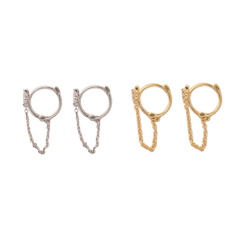 925 Sterling Silver Korean Temperament Tassel Inlaid Zircon Stud Earrings for Women Hypoallergenic Cute Butterfly Jewelry Gift