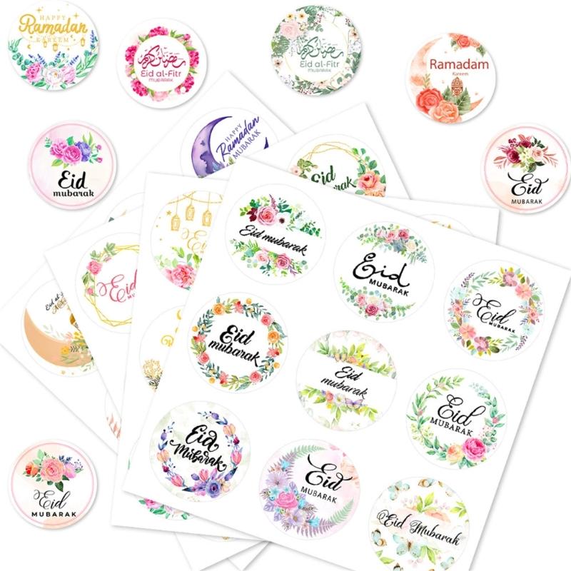 Set of 90Pcs Eid Mubarak Sticker 40mm Decorative Wrapping Sticker for Journal Planner Packaging Party Decoration