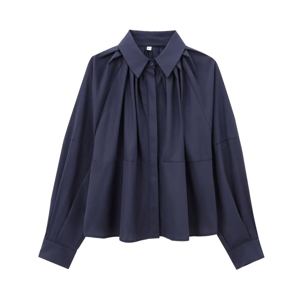 2024 Autumn/Winter Women's European & American Style Long Sleeve Poplin Loose Casual Top
