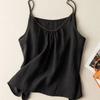 Summer Camisole Women's Cotton and Linen Solid Color Retro Thin Loose Short Top