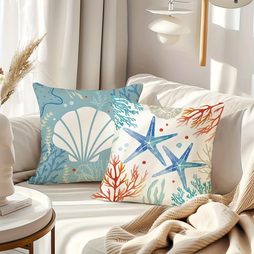 Charming Marine Life Pillow CoversLiving room sofa cushion cover, soft and comfortable, bedroom room decoration