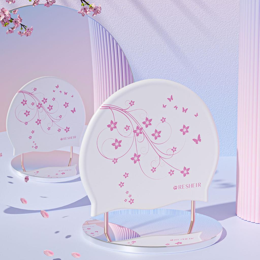 Fashion Printed Swimming Cap Women Silicone Waterproof Long Hair Special Swimming Caps Adult Ear Protection Swim Caps for Women