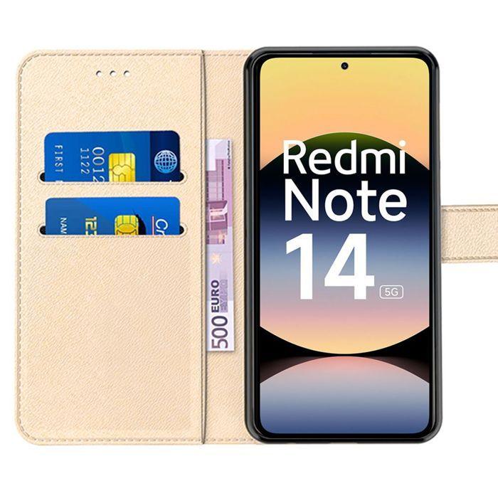 Coque de protection - Xiaomi - Redmi Note 14 5G - Antichoc - Anti-rayures - Synthécuir Doré