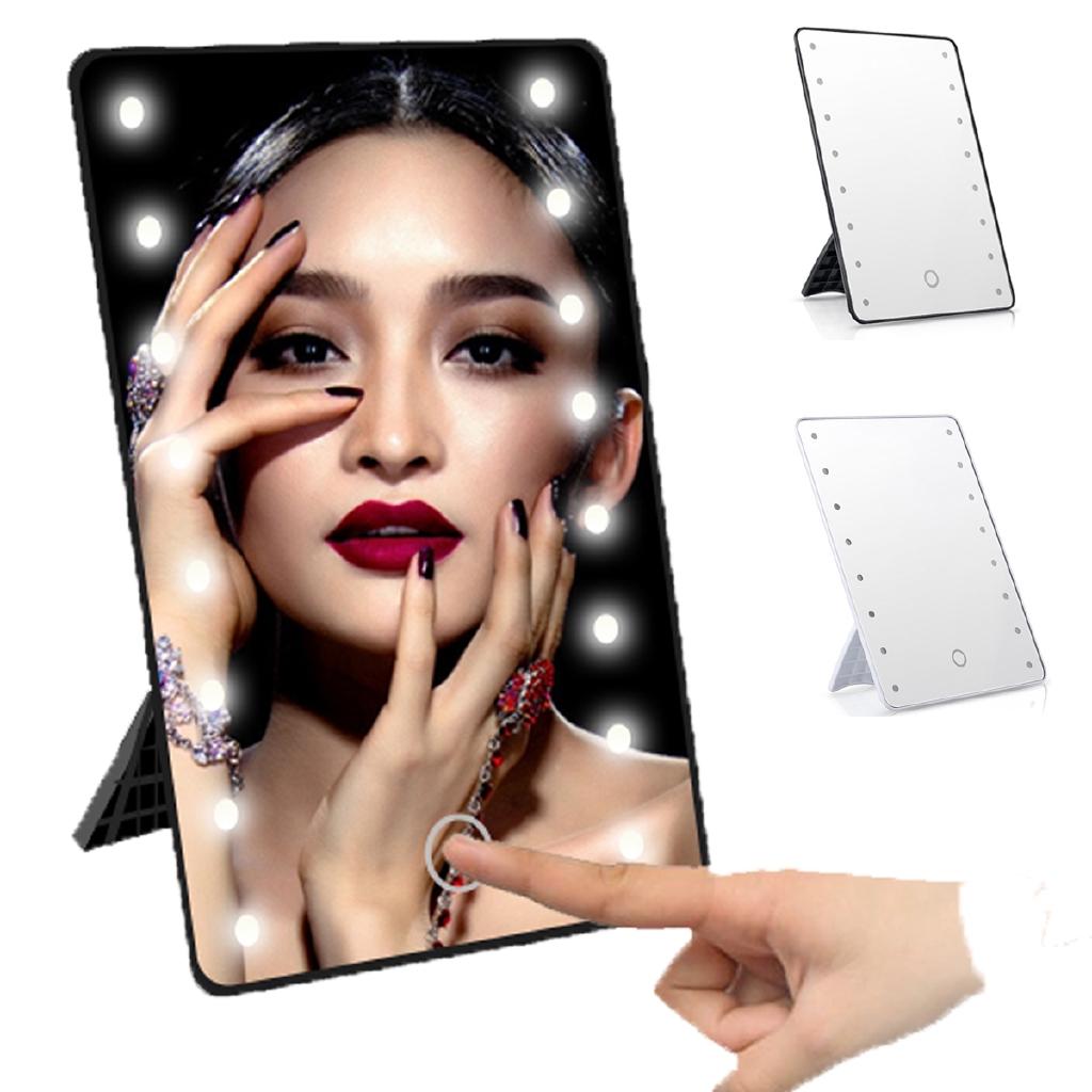 Espelho de Maquilhagem com Luz LED Lâmpada Espelho Cosmético Portátil com Ecrã Tátil Beleza Mesa de Toucador de Mesa Espelhos de Suporte Novo