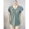 2026 Summer New Women's Solid Color V-Neck Loose Casual Breathable Short-Sleeve T-Shirt Top