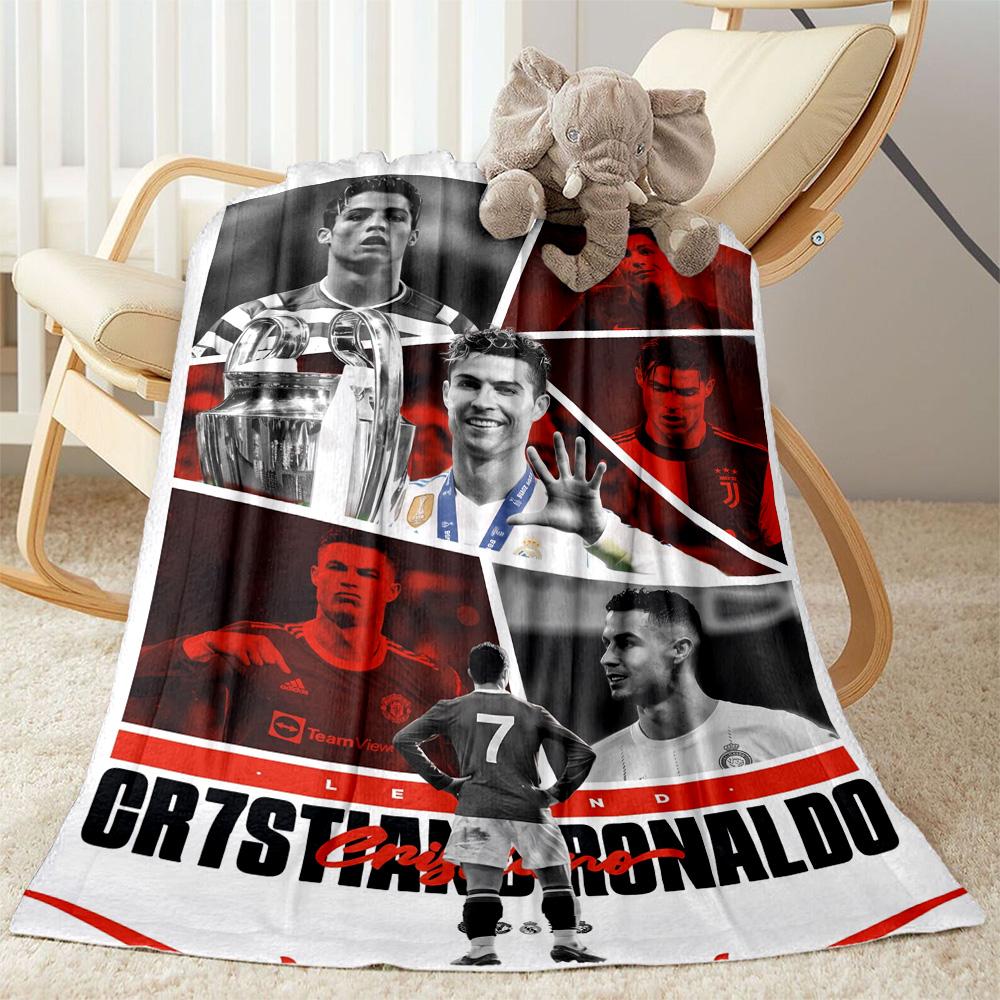 Ronaldo Cr7 Football Legend Blanket Warmthful Decor Perfect for Office Bedding Seaside All-Season Use Modern Ideal Gift For Birthday Valentine'S Day