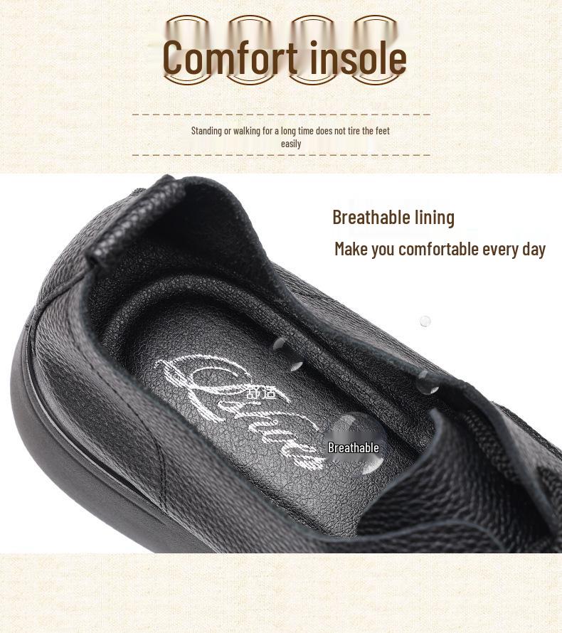 Women's Soft Sole Leather Chunky Heel Round Toe Lace-Up Shoes - Comfortable Plus Size for Autumn