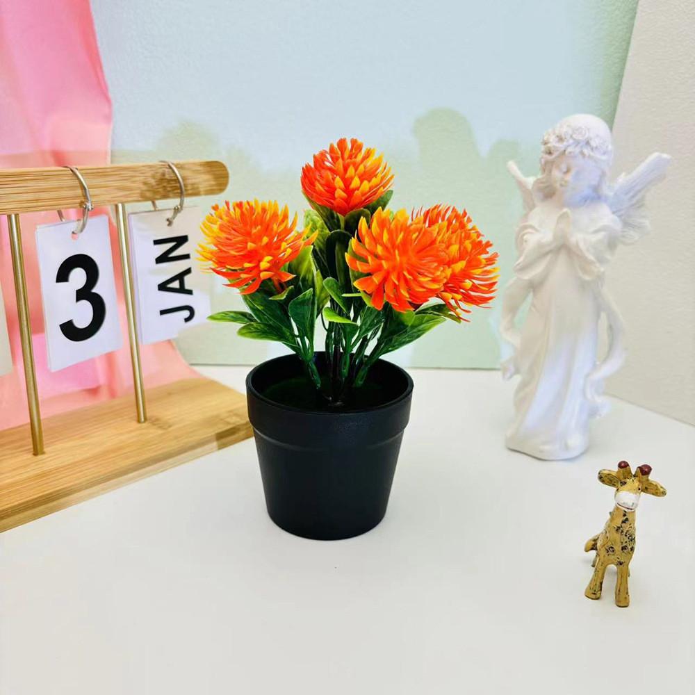 Chrysanthemum Flower Plastic Potted Plant For Balcony Desktop Plant Decoration