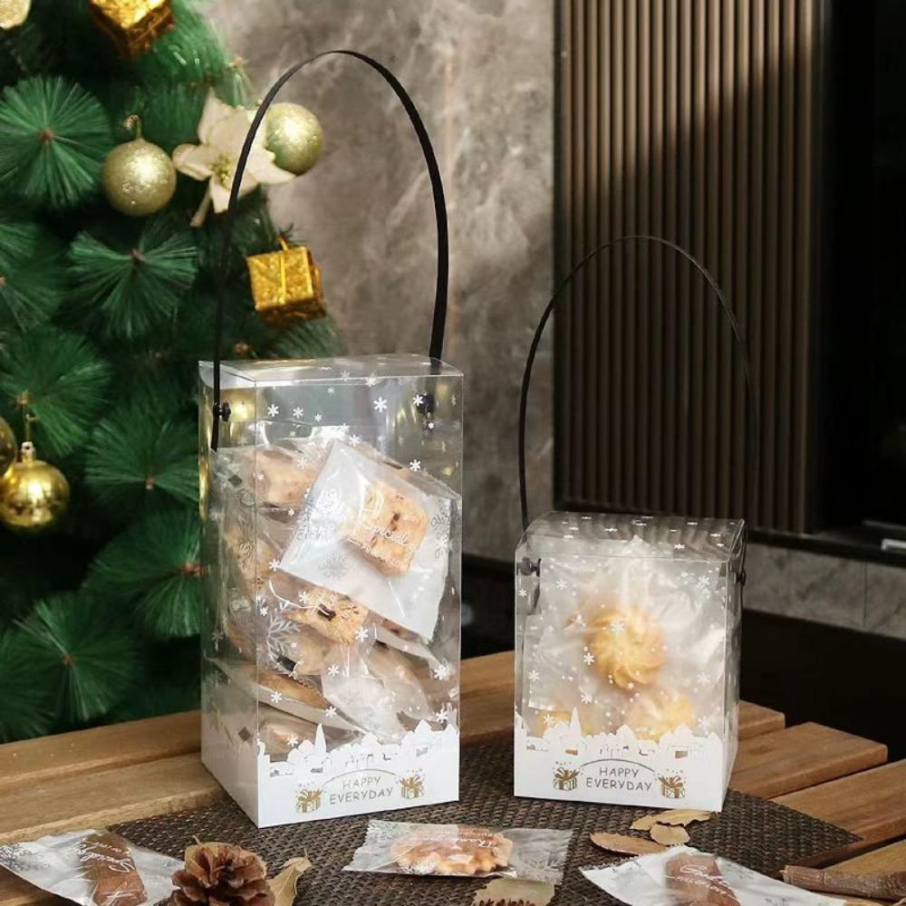 50pcs Transparent Gift Boxes with Handle Clear Treat Boxes for Festivals Parties Birthdays Weddings Gift Boxes for Party Wedding Graduation