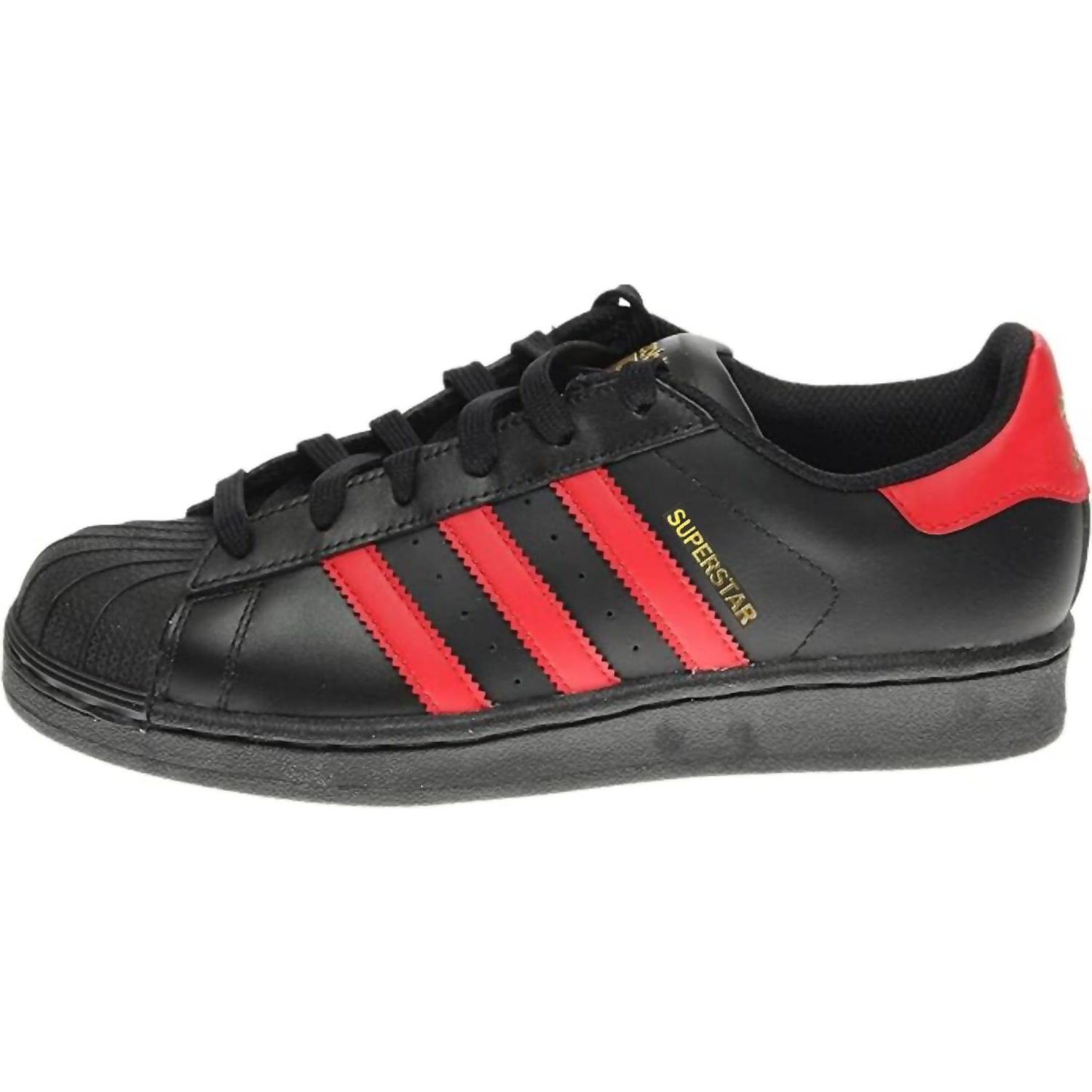 Adidas Superstar J Kids Sneakers Black Core-Black Scarlet S80695 38