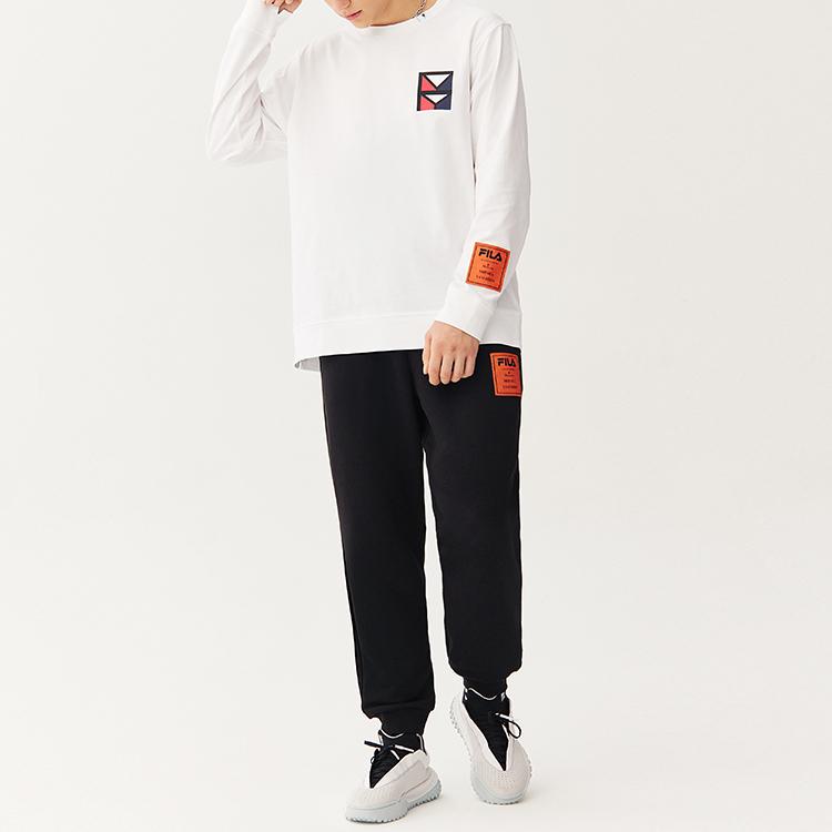 Fila Mihara Yasuhiro Collaboration Logo Round Neck Loose Long Sleeve T-Shirt Men Tops White F71M118207F-WT