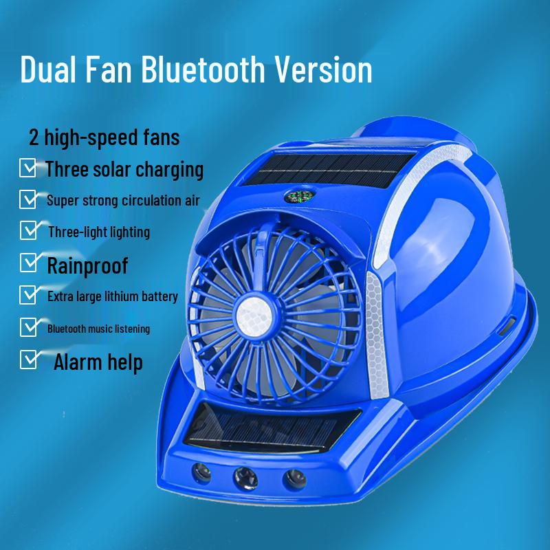 Six-Fan Multifunctional Cooling Hat with Solar Bluetooth Headlamp
