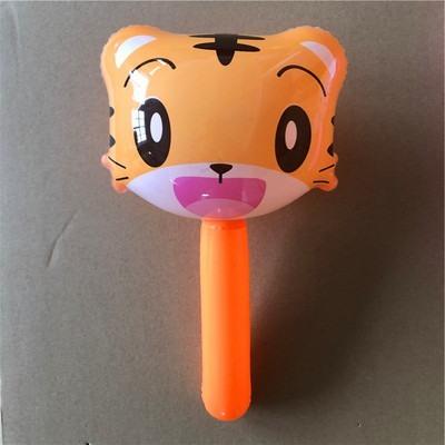 10Pcs New Pvc Inflatable Small Animal Head Stick With Bell Inflatable Short Stick Scan Code To Push Gift Inflatable Toy