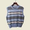 French Style Design Niche Style Knitting Vest Women's Fall and Winter Bandage Dress Round Neck Embroider Jacquard Sleeveless Vest Waistcoat