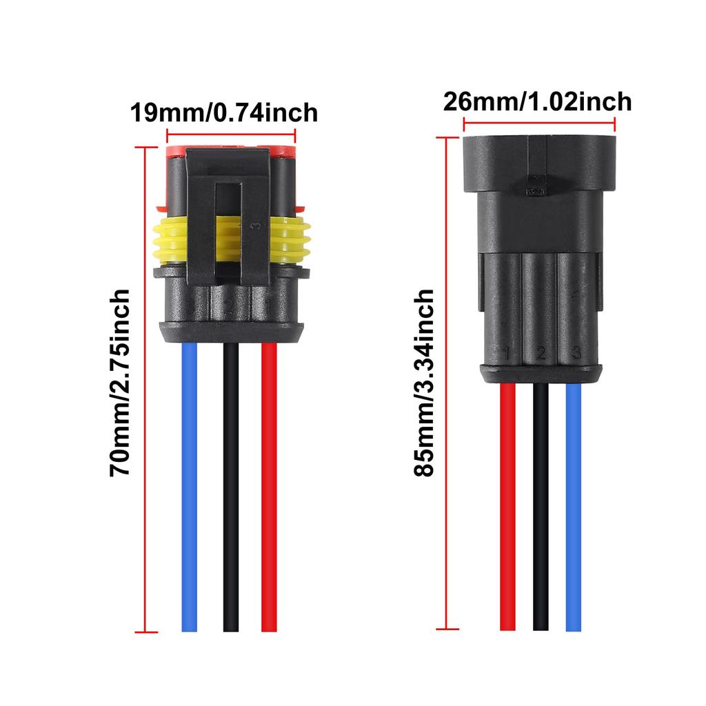 8 párů 3pinový konektor Vodotěsný Elektrický 3pinová zástrčka