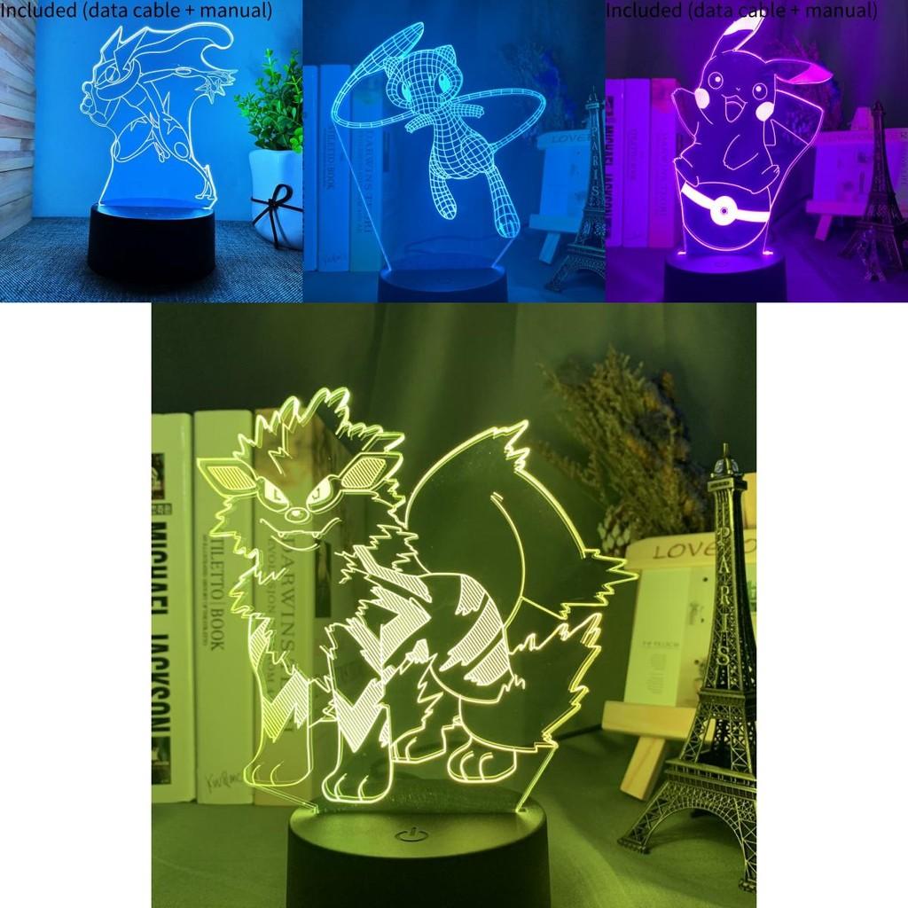 Creative Led Pikachu 3d Night Light Colorful Acrylic Decorative Table Lamp Gift