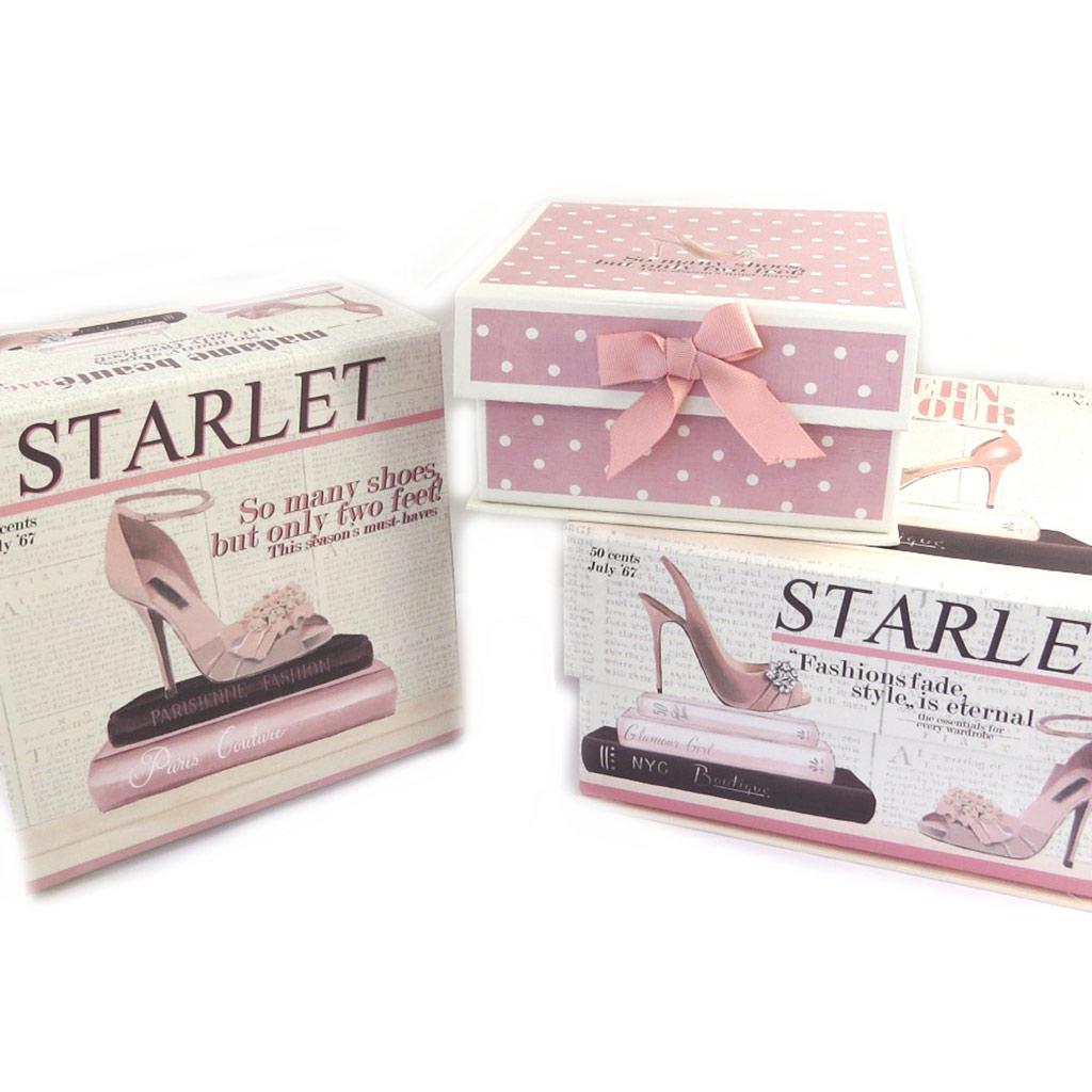 Les Trésors De Lily [M3995] - Set de 3 boîte gigognes 'Belle Epoque' beige rose