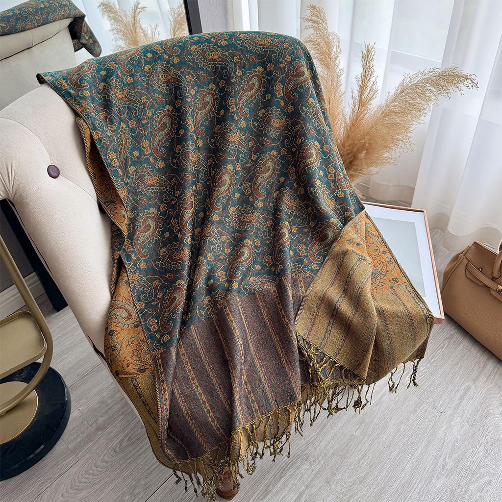 Damen Ethno-Stil Kaschu-Schal Imitation Kaschmir Schal Doppelzweck Reise Draußen Dekorschal