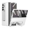 For Samsung Galaxy Z Fold7 5G Case Kickstand Leather+PC Phone Cover with Tempered Glass Film