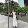 [] Human Cotton Splicing Mesh Splicing Suspender Dress Slim-fitting Long Skirt Waist-wrapped Hip A-word Skirt