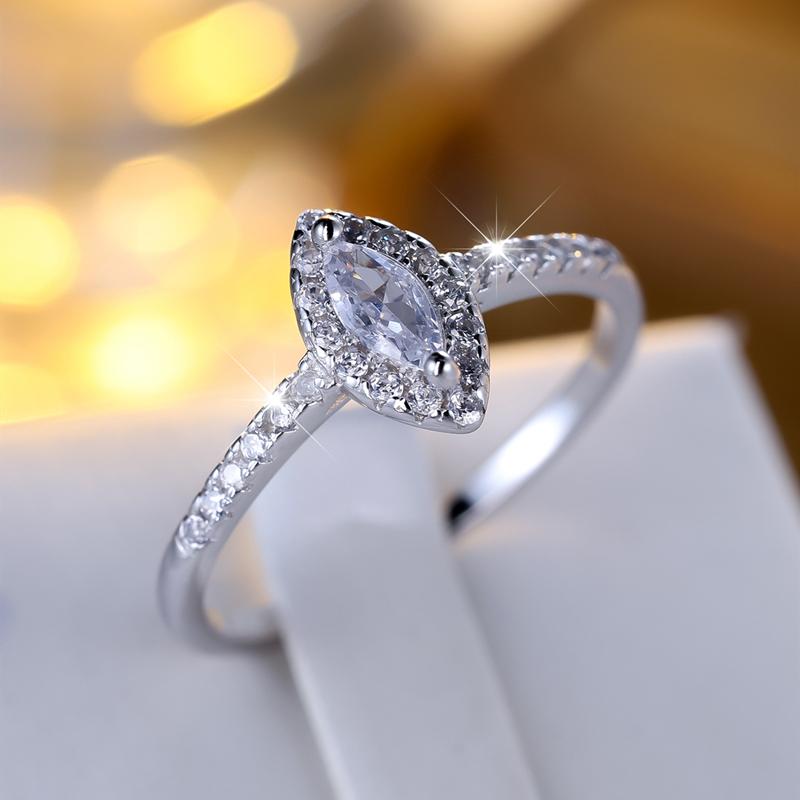 

Кольцо из стерлингового серебра 925 пробы для женщин с огранкой «маркиза» и фианитами, подарок на свадьбу, помолвку, ювелирные украшения, аксессуары 10 серебряный