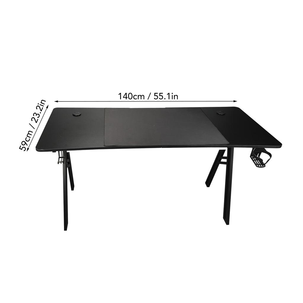 Computer Desk Non Slip Gaming Table 1.4m with Big Mouse Pad Water Cup Holder Earphone Hook